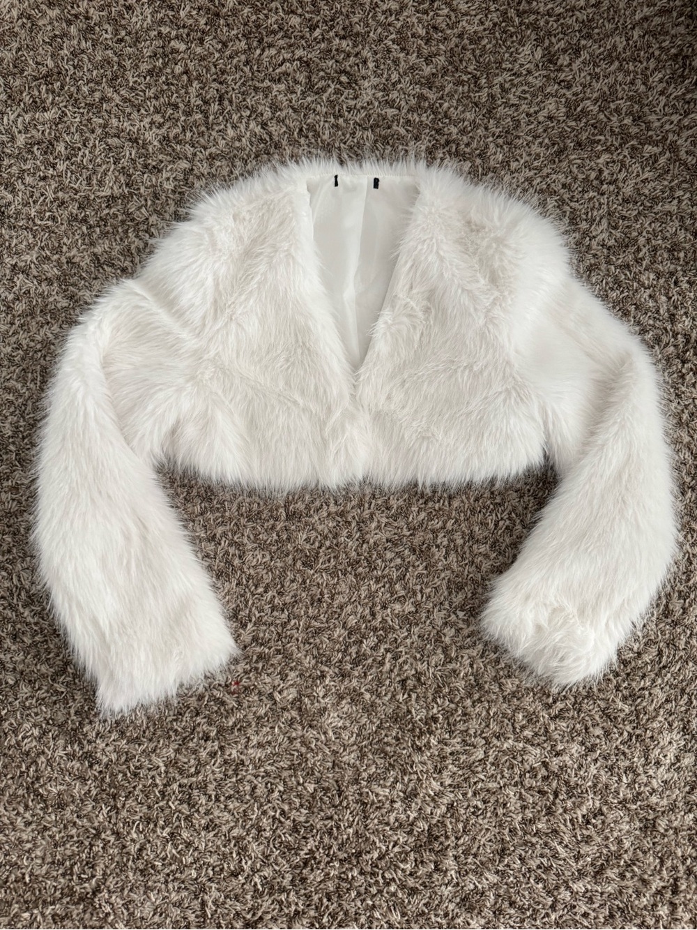 Forever 21 White Faux Fur Cropped Jacket